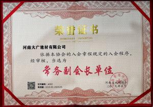 2019年度 常务副会长单位 证书